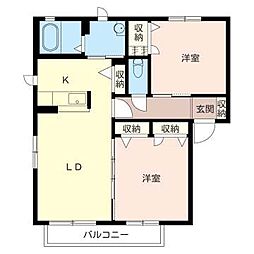 シャーメゾンつつじヶ丘B 2LDKの間取図画像