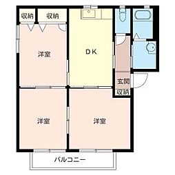シャーメゾンマルニD 3DKの間取図画像
