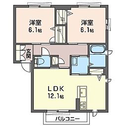 シャーメゾンフェリーチェ1 2LDKの間取図画像