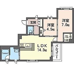 フェリシード 2LDKの間取図画像
