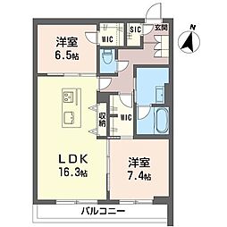 シャーメゾン　プランタン 2階2LDKの間取り