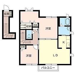 シャーメゾンシャムズA 2LDKの間取図画像