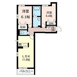 ベルデヤマダ 2LDKの間取図画像