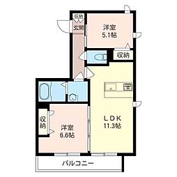 comforza境 2LDKの間取図画像