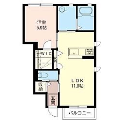 パインヒルA 1LDKの間取図画像