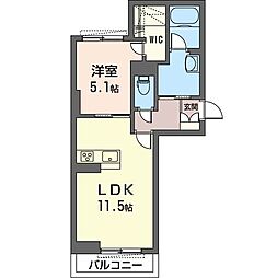 シャーメゾン　カーネＨ 1階1LDKの間取り