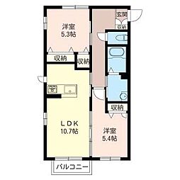 ゴールドベルク 2LDKの間取図画像