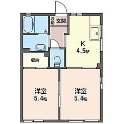 コーポ四季美 2Kの間取図画像
