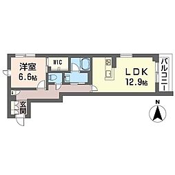 ルチル 1LDKの間取図画像