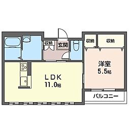 ベル・クレールC 1LDKの間取図画像