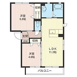 コート東雲 2LDKの間取図画像