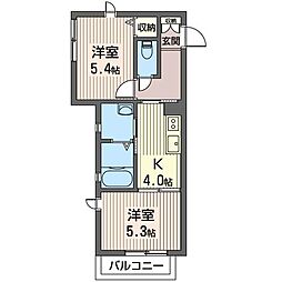 ピュアボヌールA 2Kの間取図画像