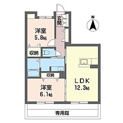 クレインコート 2LDKの間取図画像