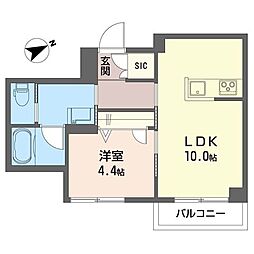 コルマール 1LDKの間取図画像