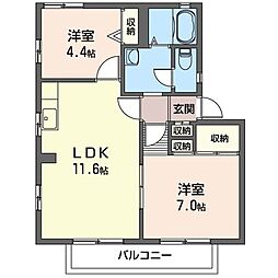 マリンサイドB 2LDKの間取図画像