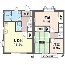 内田テラス 3LDKの間取図画像