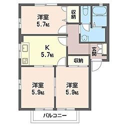 アーク西海岸 3Kの間取図画像