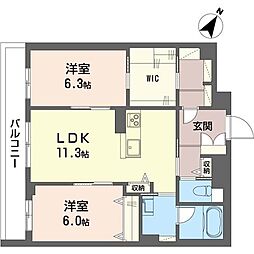 ジェンティーレ 2LDKの間取図画像