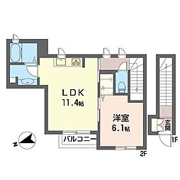 シャーメゾンノースリバー 1LDKの間取図画像