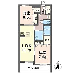 グランシャレ 2LDKの間取図画像