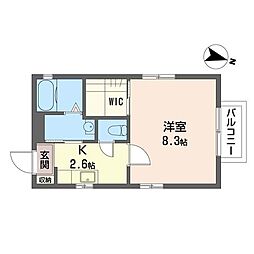 フリーデン氷川 1Kの間取図画像