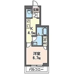 グランド　アスカ 3階1Kの間取り