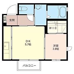 ルシェルクレール　Ｆ 2階1DKの間取り
