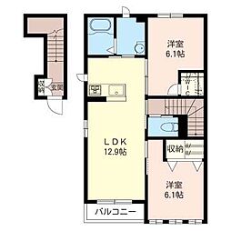 レフィナードB 2LDKの間取図画像