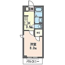 ラビスアウラ 1Kの間取図画像