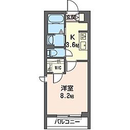 モリスレジデンス 1Kの間取図画像
