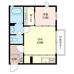 フェルベール 1DKの間取図画像