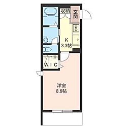 フルール 1Kの間取図画像