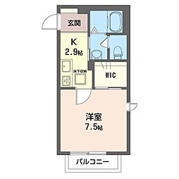 サンモールHANA 1Kの間取図画像