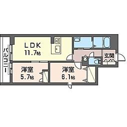 エクラフォーレ 2LDKの間取図画像