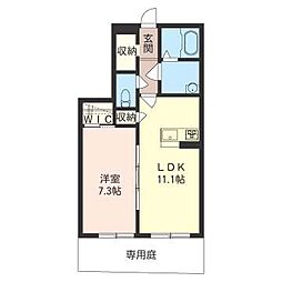 ノースサバービア 1LDKの間取図画像