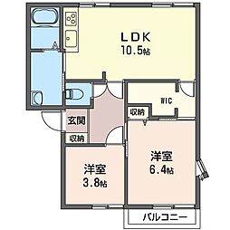 ヴェルデ・カーサE 2LDKの間取図画像