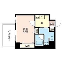 レジデンスシャルマンプレデュフルーブ 3階1Kの間取り