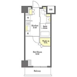 プライムメゾン品川 1Kの間取図画像
