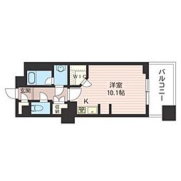 レジデンスシャルマン月島 ワンルームの間取図画像