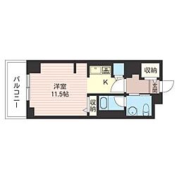 レジデンスシャルマン月島 ワンルームの間取図画像