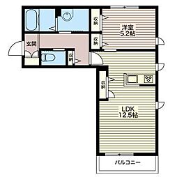 JPnole旗の台 1LDKの間取図画像