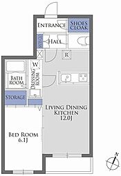 ガーデンレジデンス北嶺イースト棟 1LDKの間取図画像