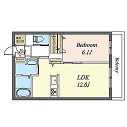 レーヴマニフィック西馬込 1LDKの間取図画像