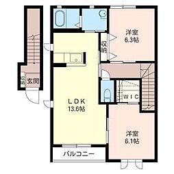 シャーメゾン 2階2LDKの間取り