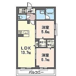 プロスフェア 2LDKの間取図画像