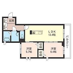 グランデコート 2LDKの間取図画像