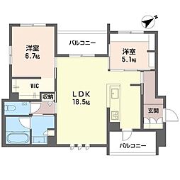 FDI Casa片瀬江の島I 2LDKの間取図画像