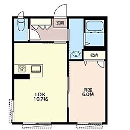 リラフォート鵠沼 1LDKの間取図画像