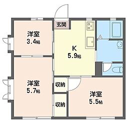 サンヴェール藤沢 3Kの間取図画像