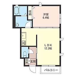 ディアコート鵠沼 1LDKの間取図画像